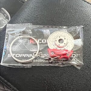 Red Brake Caliper & Silver Rotor Keychain